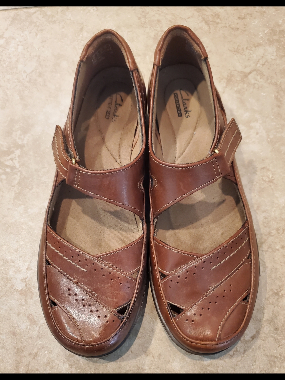 Clarks Women’s Brown Leather Mary Jane Flats